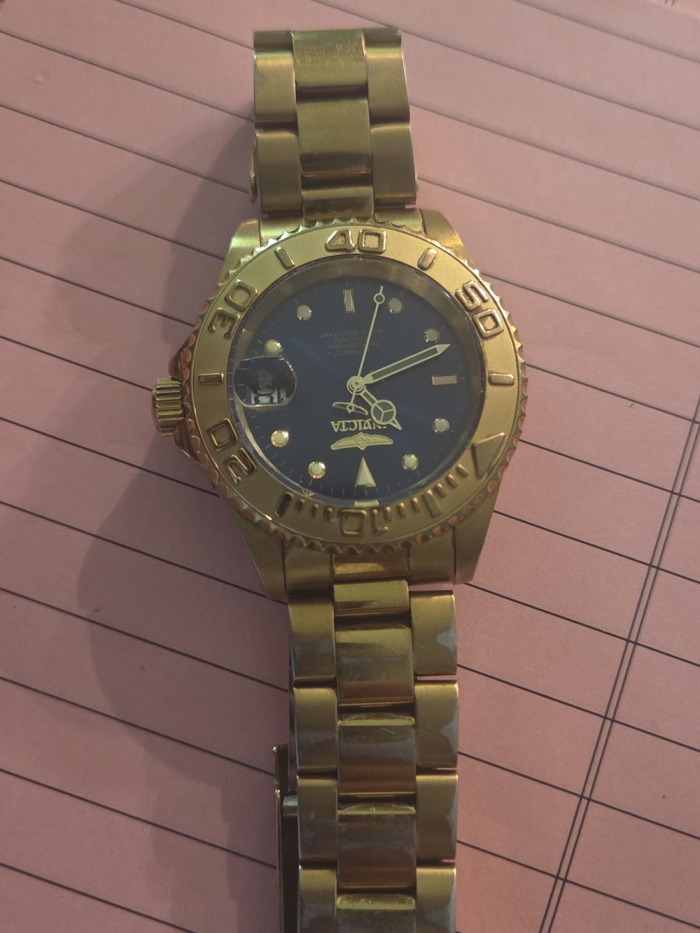 Invicta Gold Tone Watch with Blue Dial